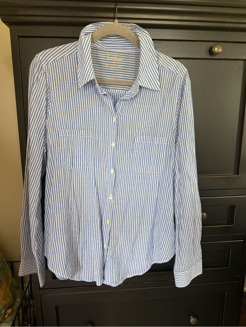 Lilly Pulitzer Blue & White Striped Seaview Button-Down Shirt